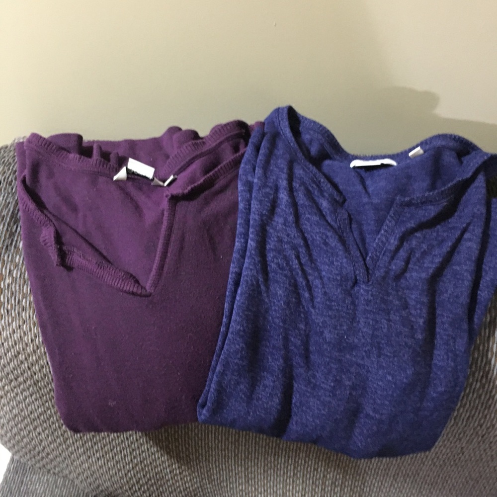 Purple and Blue Hooded Sweaters